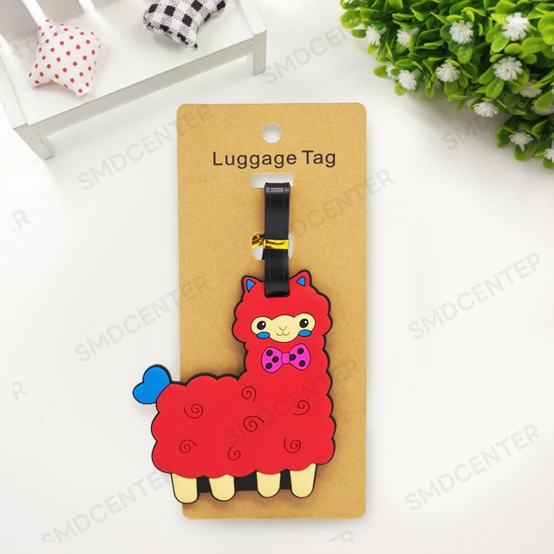Luggage Tag แท็กกระเป๋า แท็กกระเป๋าเดินทาง ป้ายติดกระเป๋าเดินทาง ป้ายห้อยกระเป๋าเดินทาง แท็กยาง ซิลิโคน [อัลปาก้า แดง]