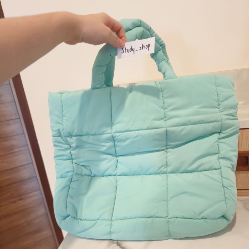 (พับส่ง) AIIZ กระเป๋าถุงหิ้วสีมิ้นท์