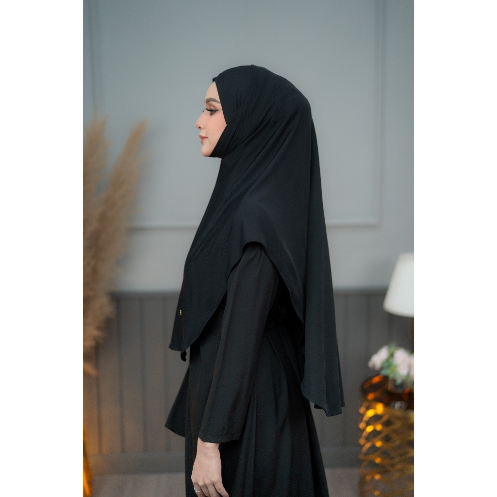 ผ้าคลุมฮิญาบ แบบสวมสำเร็จ ทรงหน้าสวย ใส่ง่ายสุด งานเนื้อผ้ายืดร่องเกรดดี  HM96วาริสมุสลิม