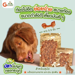 Get Well ปลานิ่มผูกทรงกระดูก ขนมหมา ขนมแมว ไม่ปรุงรส แพ้ไก่ แพ้แป้ง กินได้