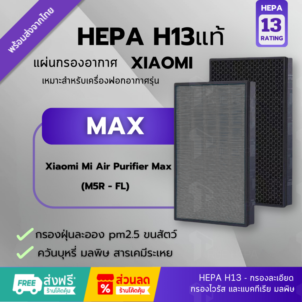 🚀พร้อมส่ง! แผ่นกรองรุ่น MAX Hepa H13แท้✅XIAOMI รุ่น MAX สำหรับเครื่องฟอกอากาศ เสียวมี่ MI AIR PURIFIER MAX FILTER
