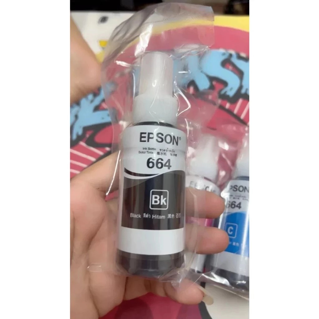 หมึกเติมของแท้ Epson รุ่น 664 T664 L100 L120 L200 L210 L220 L360 L365 L565 L1300（สามารถออกใบเสร็จได้