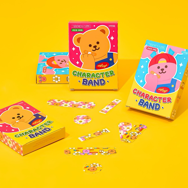🌼Wiggle Wiggle Character Band Aid 20 Pcs.🌼 ลายน่ารัก กล่องละ 20 ชิ้น