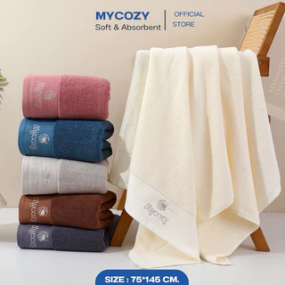 ผ้าเช็ดตัวMYCOZY ผ้าคอตตอน100% นุ่มฟู ซับนำดีมาก ขนไม่หลุดติดตัว ขนาด75*145CM มีให้เลือก6สี