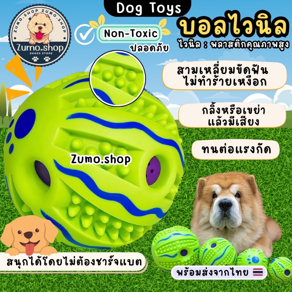 บอลไวนิล ของเล่นสุนัข กลิ้งหรือเขย่าแล้วมีเสียง ช่วยลดความเครียด ทนต่อแรงกัด ช่วยขัดฟัน ปลอดภัยต่อสุนัข พร้อมส่งจากไทย