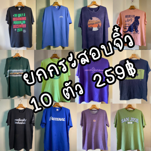 ยกกระสอบจิ๋ว 10 ตัว 259 เสื้อยืดนำเข้าจาก USA มือ 2 งานแบรนด์แท้ 💯💯
