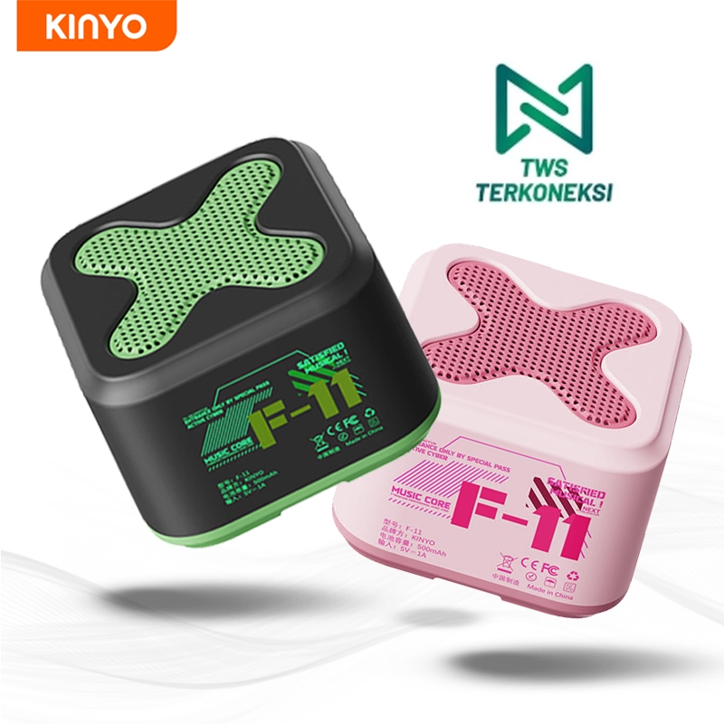 Kinyo F11 มินิลําโพงบลูทูธไร้สาย HiFi เสียงเบส ขนาดเล็ก ทรงสี่เหลี่ยม พกพาง่าย  บลูทูธต่อได้2เครื่อง