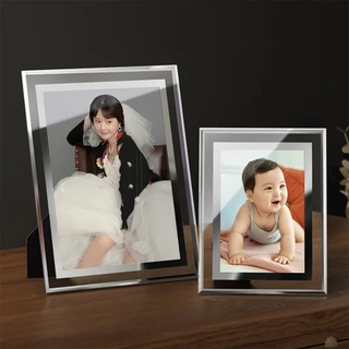 กรอบรูปกระจกคริสตัลขนาด6นิ้ว 7นิ้ว 8นิ้ว กรอบรูปตั้งได้ กรอบรูปกระจก กรอบรูปแนวตั้ง กรอบรูปแนวนอน