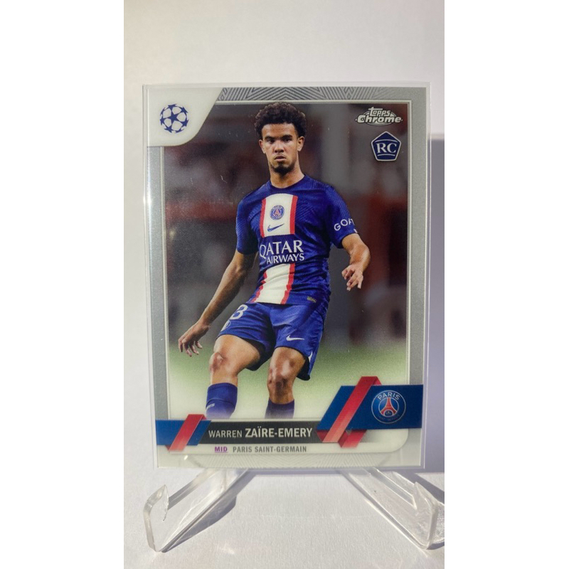 การ์ดนักฟุตบอล PARIS S. G., TOPPS CHROME 2023, Bitshiabu RC, Ekitike RC, Gharbi, Verratti, Zaire-Eme