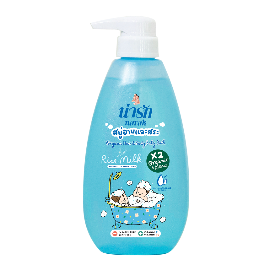 Narakสบู่เหลวอาบและสระออร์แกนิก ไรซ์มิลค์ & อาร์แกนออยล์ 380 มล.