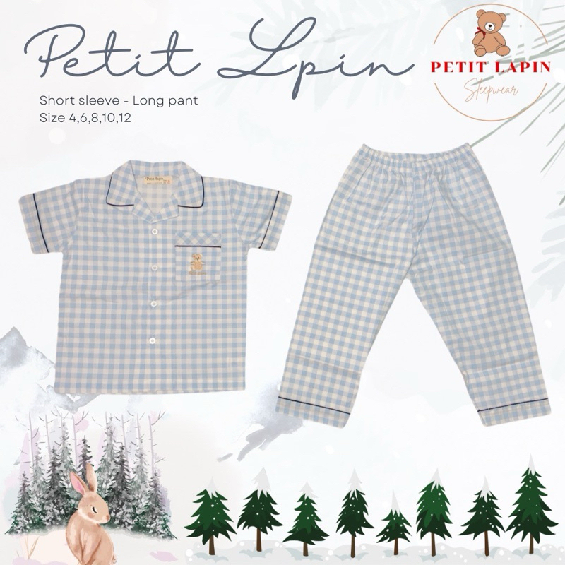 ชุดนอนเด็กแขนสั้นขายาว ไซส์ 4A  Petit Lapin