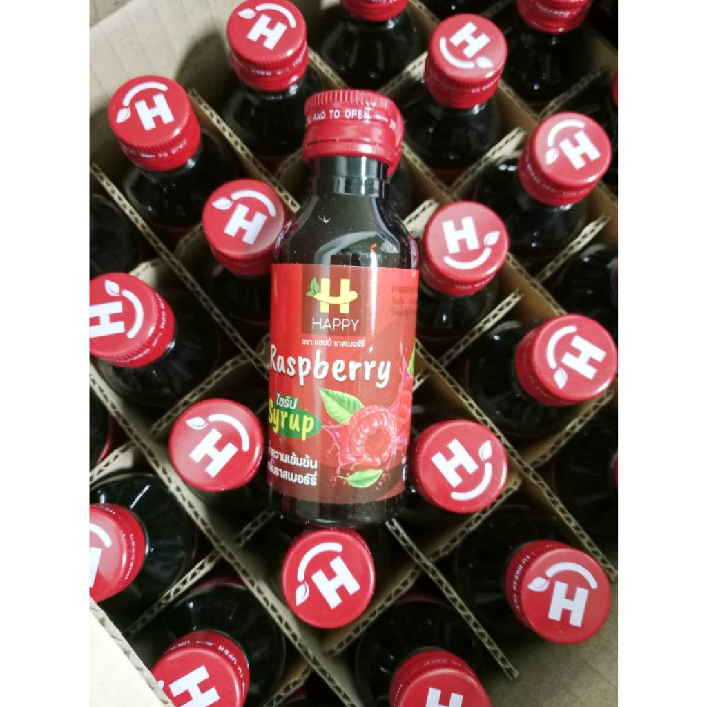 Happy Raspberry Syrup สูตรเข้มข้น กลิ่นราสเบอร์รี่ (แพ็ค รูปที่ 4