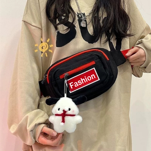 Fashion กระเป๋าคาดอก คาดเอว มี 2 ช่อง ลาย Fashion จุของได้เยอะ พร้อมส่งในไทย B-018