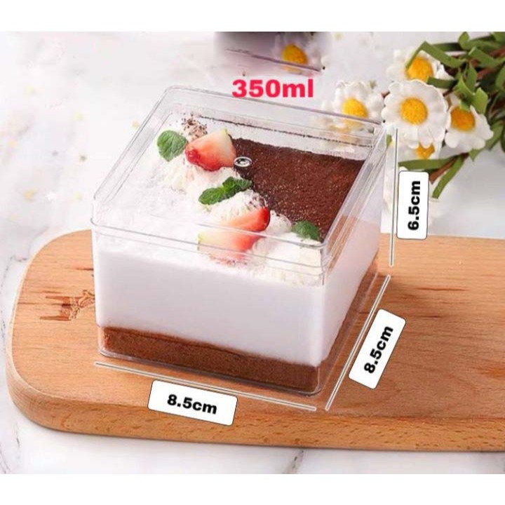 กล่องพลาสติกใส JNH-009 กล่อง Cake box จตุรัส กลาง ชุด 50 ใบ