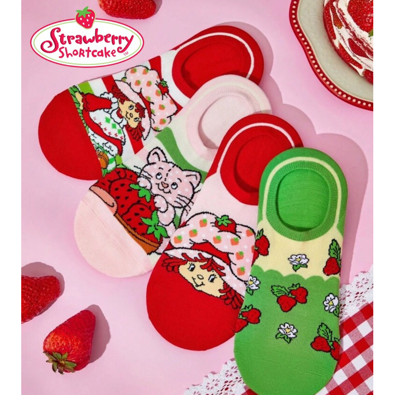 [ พร้อมส่ง] เซ็ทถุงเท้า 4 คู่ Strawberry Shortcake 100%Authentic