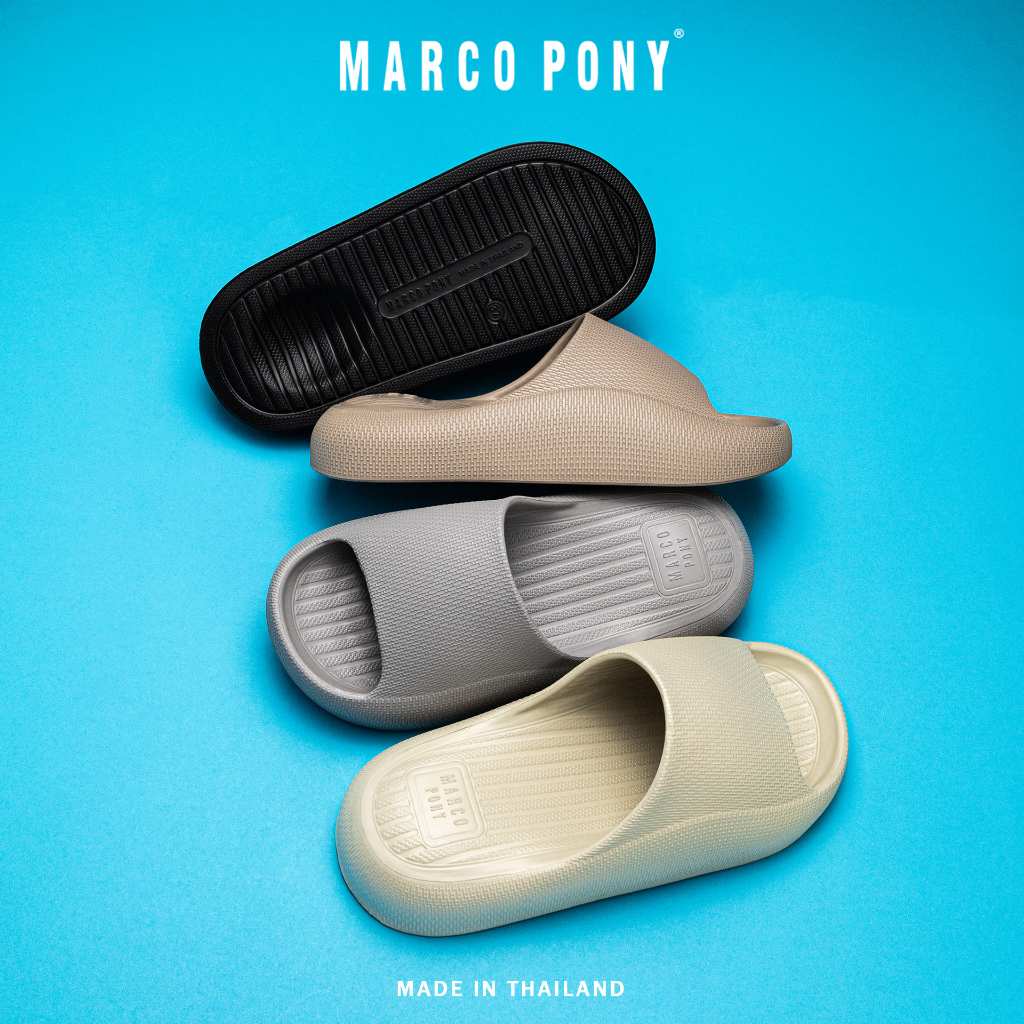 Marco Pony รองเท้าแตะแบบสวม รองเท้าพื้นนิ่ม แฟชั่นผู้ชาย อุ้งเท้าแมว ยาง EVA กันน้ำ พื้นหนานุ่ม น้ำหนักเบา รุ่น MH9028