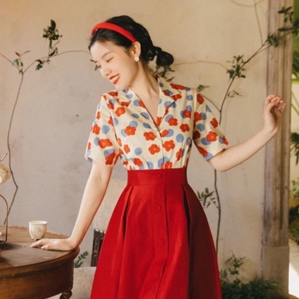 TARA Hawaii เสื้อเชิ้ตลายดอก แขนสั้น กระดุมหน้า ผ้าไหมอิตาลี thumbnail 9