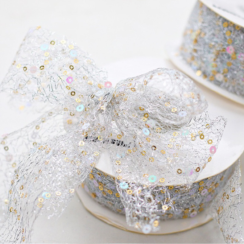 ริบบิ้นแวววาว Sequin Ribbon กว้าง 4 cm