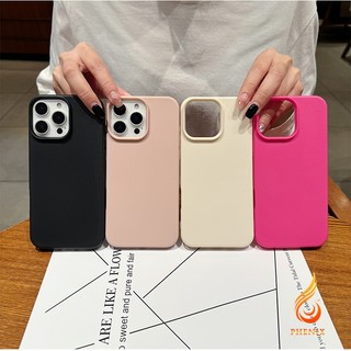 สีทึบ เคสโทรศัพท์แบบมีพื้นผิว เคสไอโฟน 13 กันกระแทก หรูหรา For เคส iphone 11 14 15 Pro Max XR X XS Max เคสไอโฟน12 promax