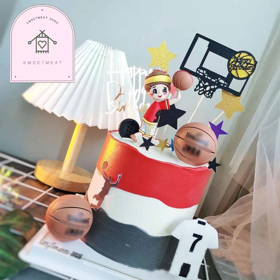 ตุ๊กตานักบาส บาสเก็ตบอล โมเดลนักกีฬา ยางนิ่ม สำหรับวันเกิด แต่งเค้ก