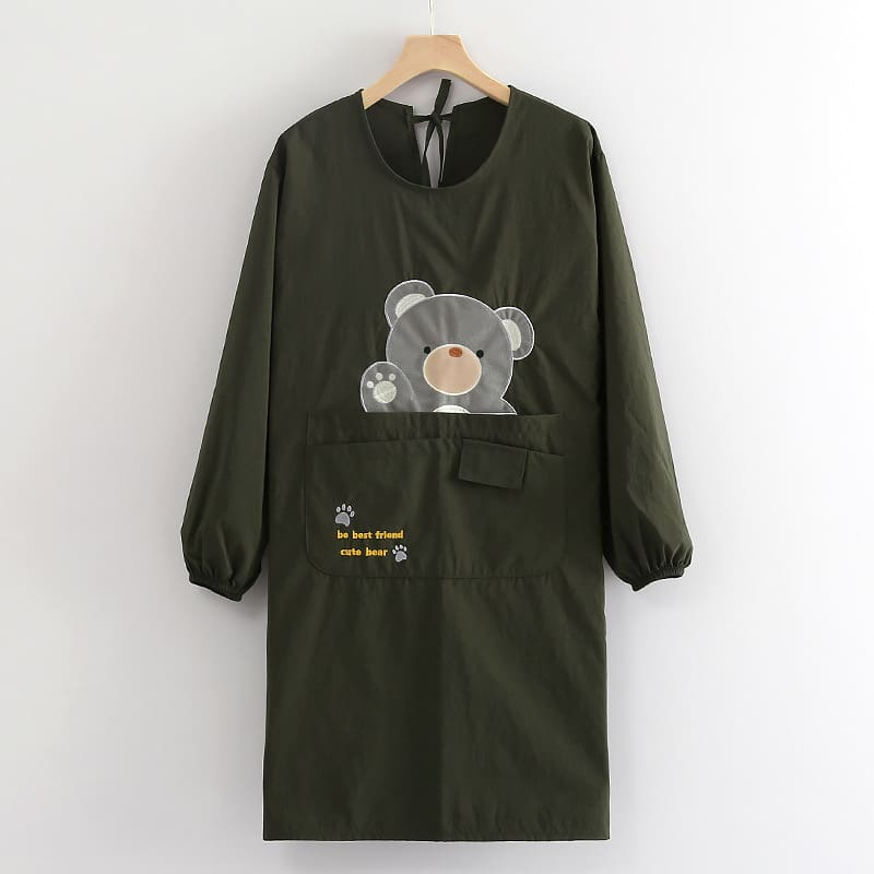 ผ้ากันเปื้อน เสื้อกันเปื้อน พร้อมส่งในไทยราคาถูกคุณภาพดี กันน้ำได้ คนอ้วนใส่ได้ กันเปื้อนสวยๆน่ารัก แบบแขนยาวน่ารักหลายส - รูปที่ 7