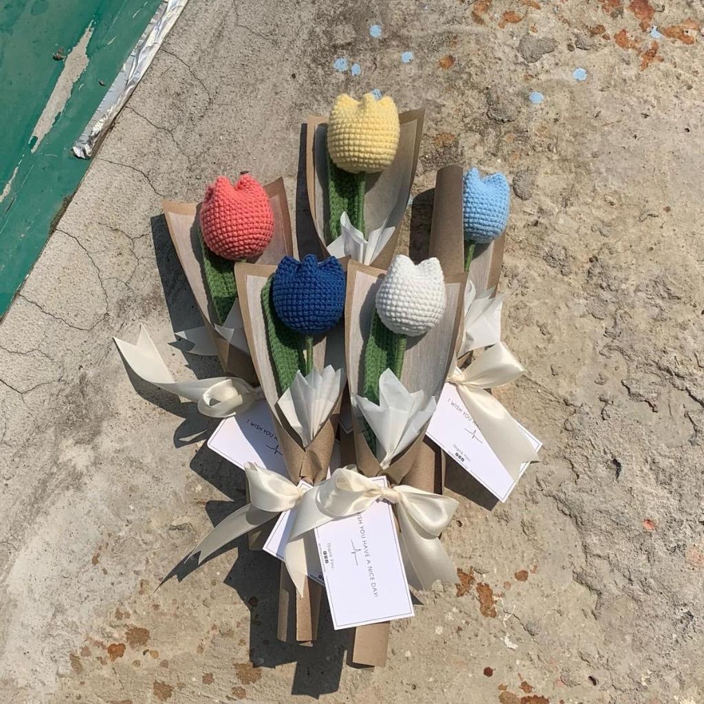 Tulib Flower | ดอกทิวลิปไหมพรม | Pumpkin yarn