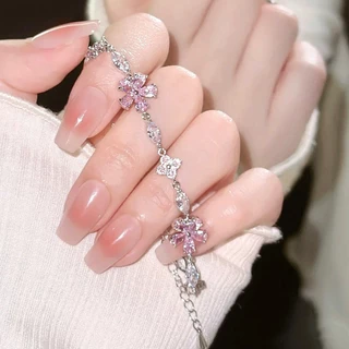 COD💖กำไลข้อมือ ผู้หญิง คริสตัลสีชมพู สร้อยข้อมือผีเสื้อ ซูซูรัน ดวงจันทร์ สร้อยข้อมือ ละเอียดอ่อนหวาน เครื่องประดับ-Lune