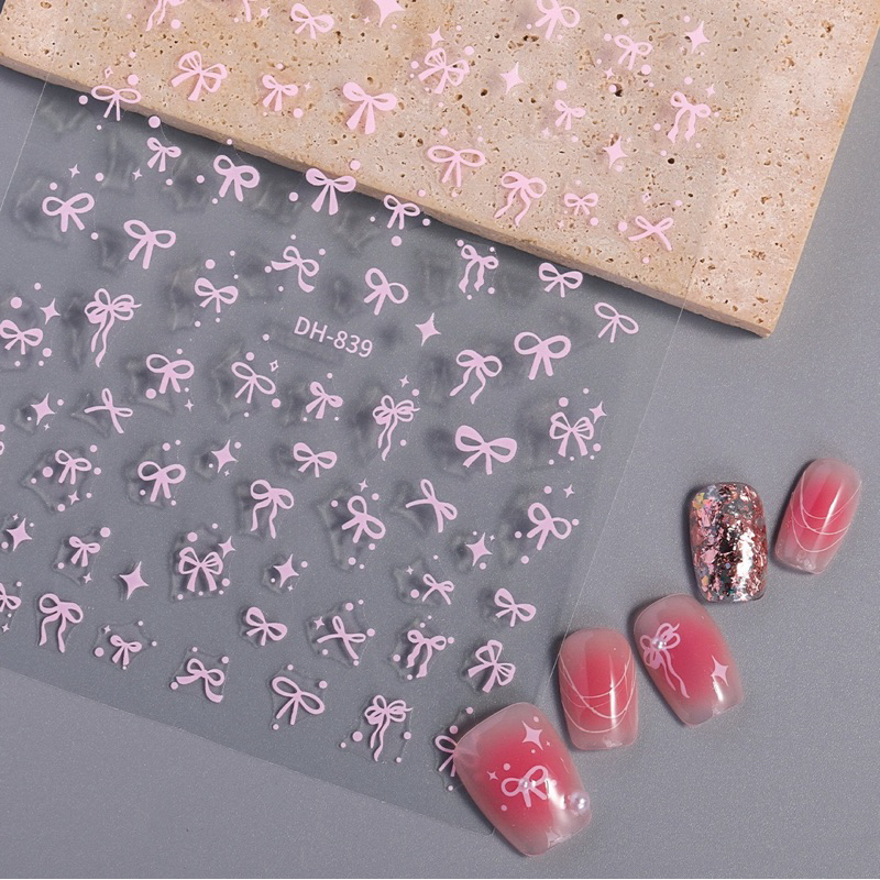 สติ๊กเกอร์โบว์ติดเล็บ แกะแปะมีกาวในตัว #839 - รูปที่ 4