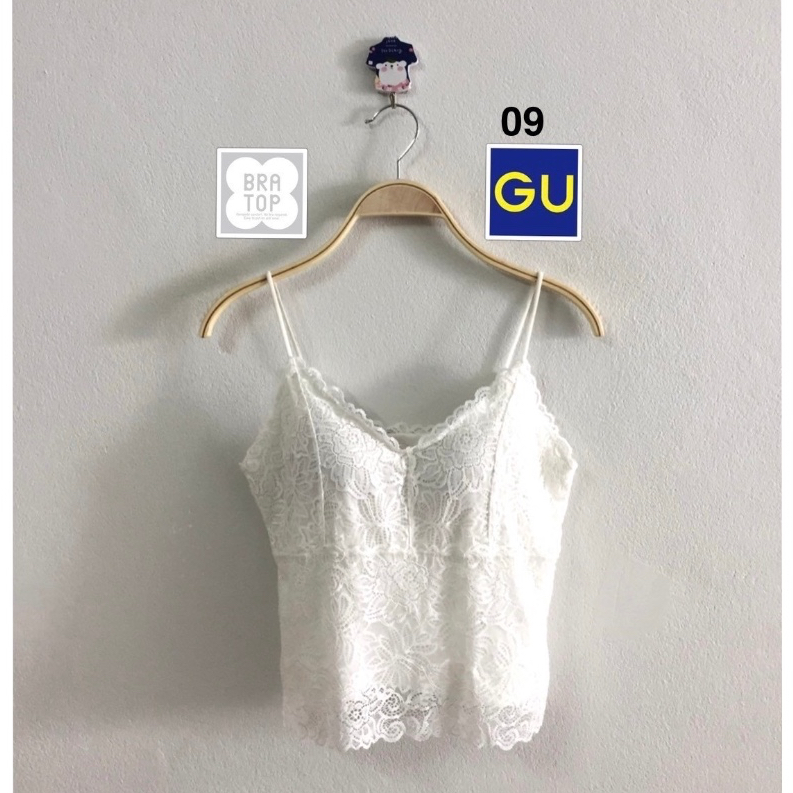 (09)เสื้อสายเดี่ยวลูกไม้ รุ่น(Bratop) เสริมบรา ผ้าร่อง แบรนด์ GU