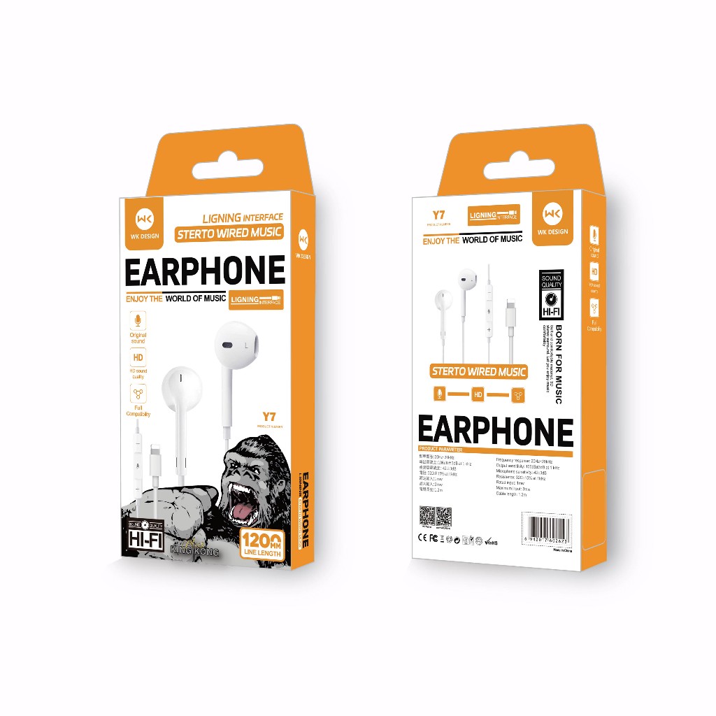WK Design หูฟัง kingkong 3.5mm Typec phone โทรชัดเจน HiFi เบสหนักแน่น เสียงดี สำหรับ ios Android （รับประกัน 1 ปี） - รูปที่ 3