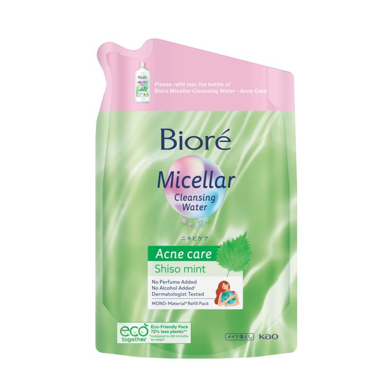 (Refill) Biore Makeup Remover Perfect Cleansing Water 250 ml. หรือ 330ml [ ถุงเติม 3 Acne Care , Oil
