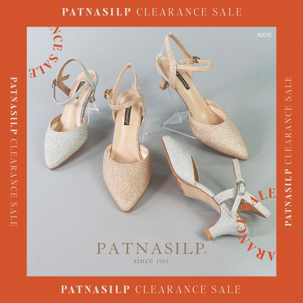 𝐏𝐀𝐓𝐍𝐀𝐒𝐈𝐋𝐏 รองเท้าหัวแหลม สีขาวเงิน ส้นไม่สูง ซัพพอร์ทข้างในนุ่ม หนังนิ่ม l 92015 92141 92127