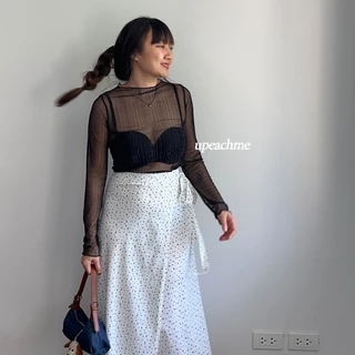 upeachme(B16,B17) Jeedjad Seatru [M-XL]เสื้อซีทรูแขนยาวความยาวเต็มตัว เสื้อตาข่ายสายฝอเซ็กซี่ แต่งกลิตเตอร์วิบวับ