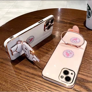 เคส สำหรับ Samsung A07 A08 A06 4G/5G A05 A04 A03 เมโลดี้ กระจก ขาตั้ง หมุนได้ 360 องศา ฝาหลัง แบบนิ่ม น่ารัก กันกระแทก