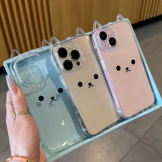 ราคาถูก^^เคสใสหูแมว For iphone13 14 ลายการ์ตูนหมีสำหรับ ไอโฟน11 16promax 12 pro max 13 pro max 15promax 16plus 17 promax
