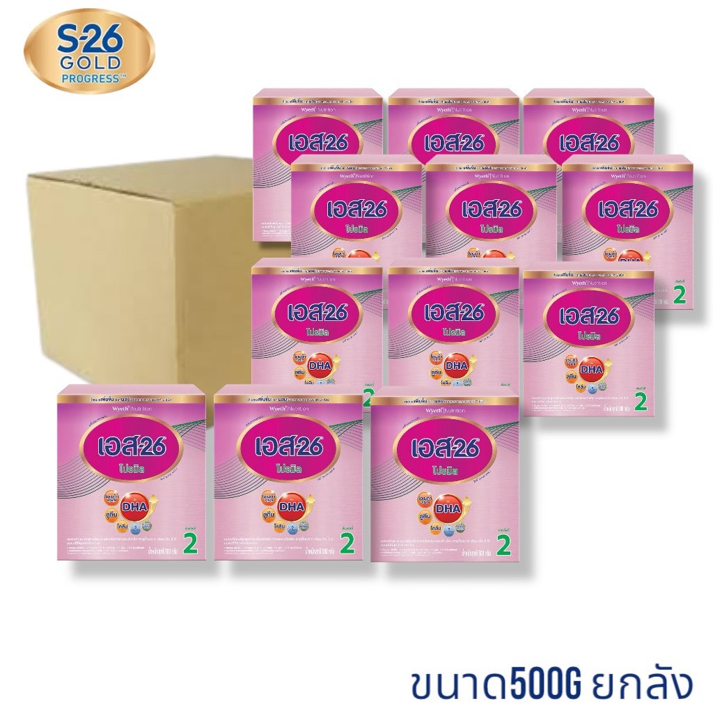 S26 โปรมิล กล่องสีม่วง  สูตร 2 แบบ ยกลัง12 กล่อง( 500กรัม)