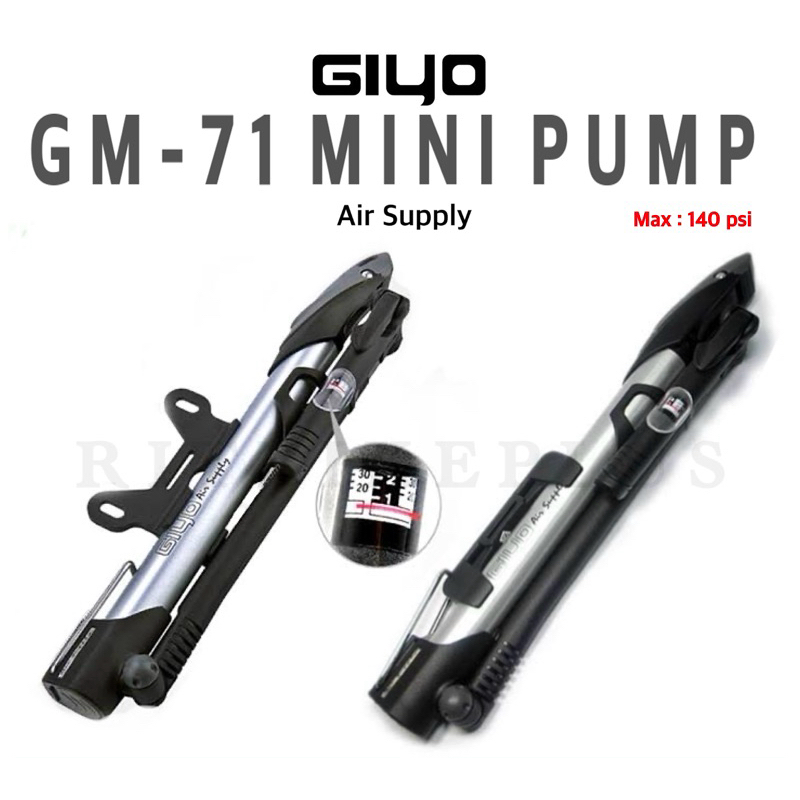 (Lotใหม่แพ็คเกจใหม่) สูบลมพกพา GIYO GM-71 Made in Taiwan Max.140psi  มีเกจวัด น้ำหนักเบา พกพาสะดวก
