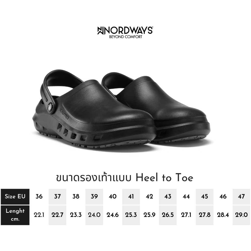 Nordways รุ่น NFORZ รองเท้าเซฟตี้ รองเท้าเชฟหัวโต น้ำหนักเบา กันลื่น ทน มีISO สีขาว/สีดำ Size36-47