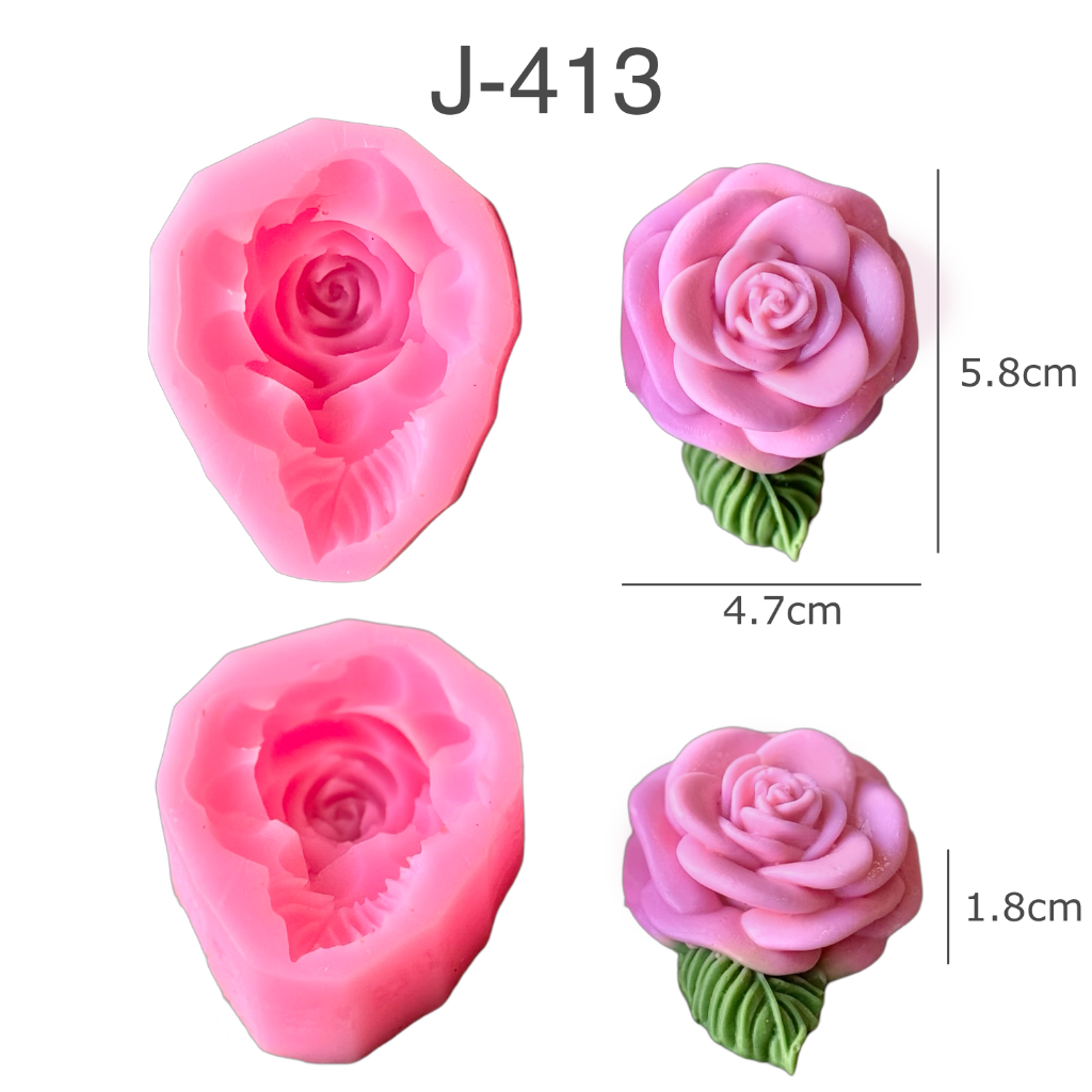 แม่พิมพ์ ดอกไม้ติดใบ พร้อมใบไม้ สวยทุกแบบ J-413