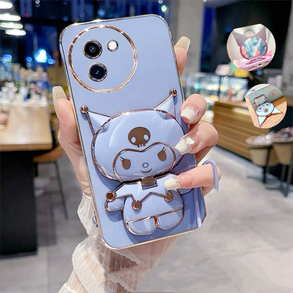 เคส สำหรับรุ่น Samsung  A07 A06  A05 A04 A03 4G/5G คุโรมิ กระจก ขาตั้ง หมุนได้ 360 องศา ฝาหลัง แบบนิ่ม น่ารัก