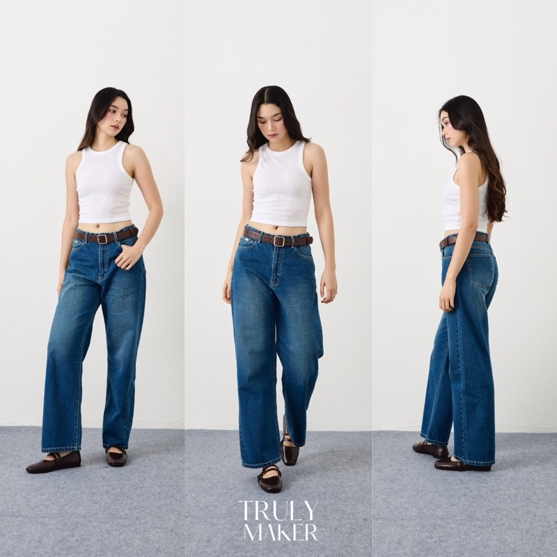 Trulymaker-Debby jeans 09 กางเกงยีนส์ทรงกระบอกสีเข้มใส่สบาย