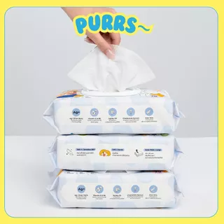 [ส่งฟรี] Purrs (My Paws) ผ้าเปียกสัตว์เลี้ยง สูตรน้ำเกลือ Saline Water ทิชชู่เปียก แผ่นใหญ่