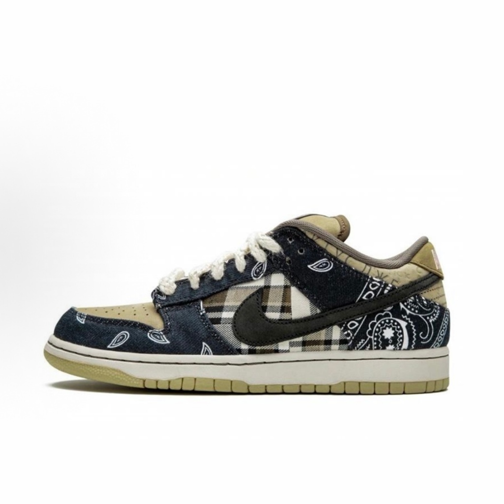 🔥ของแท้ ขายร้อน100%🥇SB Dunk Low "Travis Scott"ชาย หญิงแฟชั่นคู่รักสบายๆ ดอกไม้แคชวี รองเท้าบอร์ด