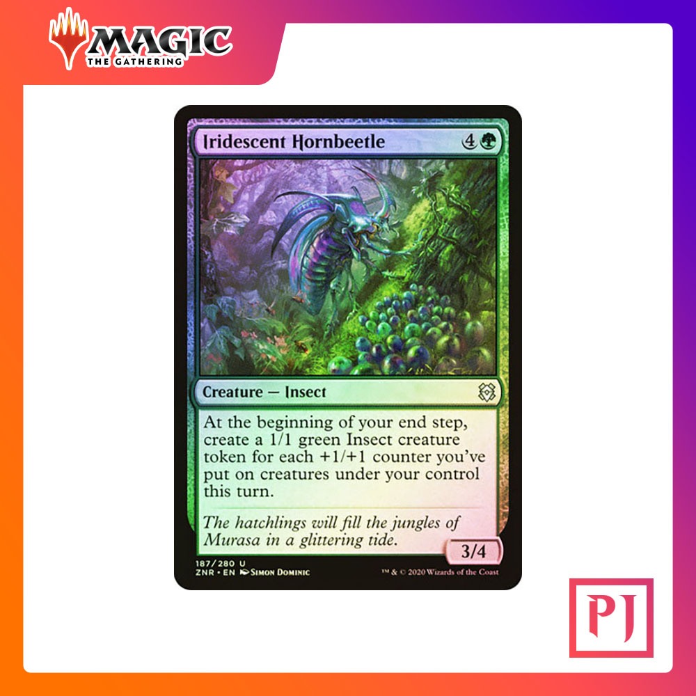 [MTG] Iridescent Hornbeetle [ZNR] [GREEN] [UNCOM] [FOIL] [ENG] (การ์ดเมจิค / Magic the Gathering)