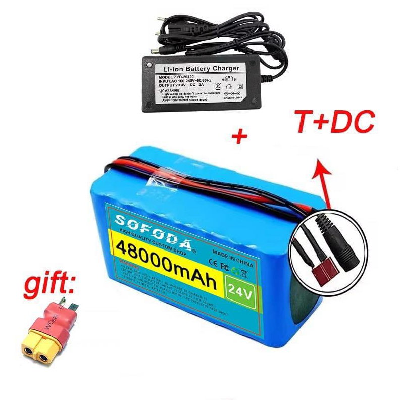 แบตเตอรี่ลิเธียม  24V 30AH/48AH/100AH  แบตเตอรี่ 1000W E-bike 29.4V BMS + charger แบตจักรยานไฟฟ้า สา