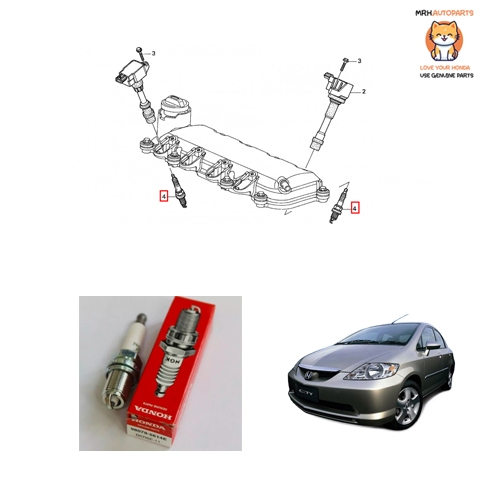 ชุดหัวเทียน Honda City 2003-2008 IDSI จำนวน 8 หัวครบชุดแท้ศูนย์