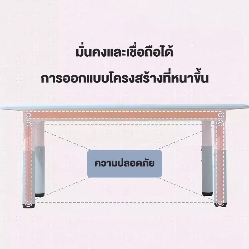 baby safety☁️โต๊ะเด็ก โต๊ะเด็กเขียนลบได้ โต๊ะขีดเขียนได้​ 80*120CM โต๊ะเด็ก โต๊ะทำงานนักเรียน - รูปที่ 4