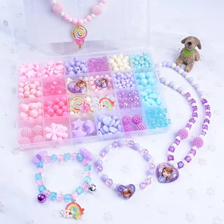 ชุดทำเครื่องประดับ DIY สำหรับเด็กผู้หญิง สร้อยคอ-สร้อยข้อมือแฮนด์เมด + ลูกปัดเรืองแสง 480 ชิ้น ชุดคราฟท์เสริมทักษะแบบโบฮ
