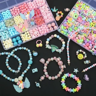 ชุดทำเครื่องประดับ DIY สำหรับเด็กผู้หญิง สร้อยคอ-สร้อยข้อมือแฮนด์เมด + ลูกปัดเรืองแสง 480 ชิ้น ชุดคราฟท์เสริมทักษะแบบโบฮ