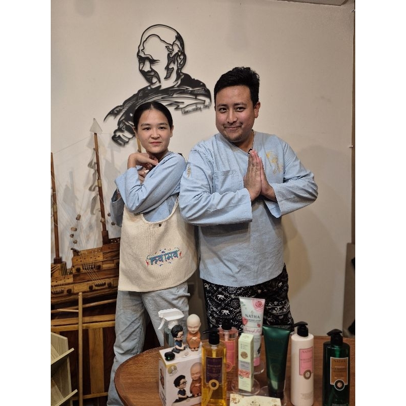 เสื้อผ้าฝ้ายแขนยาวสีฟ้า หลวงพ่อเยื้อน🌳💧